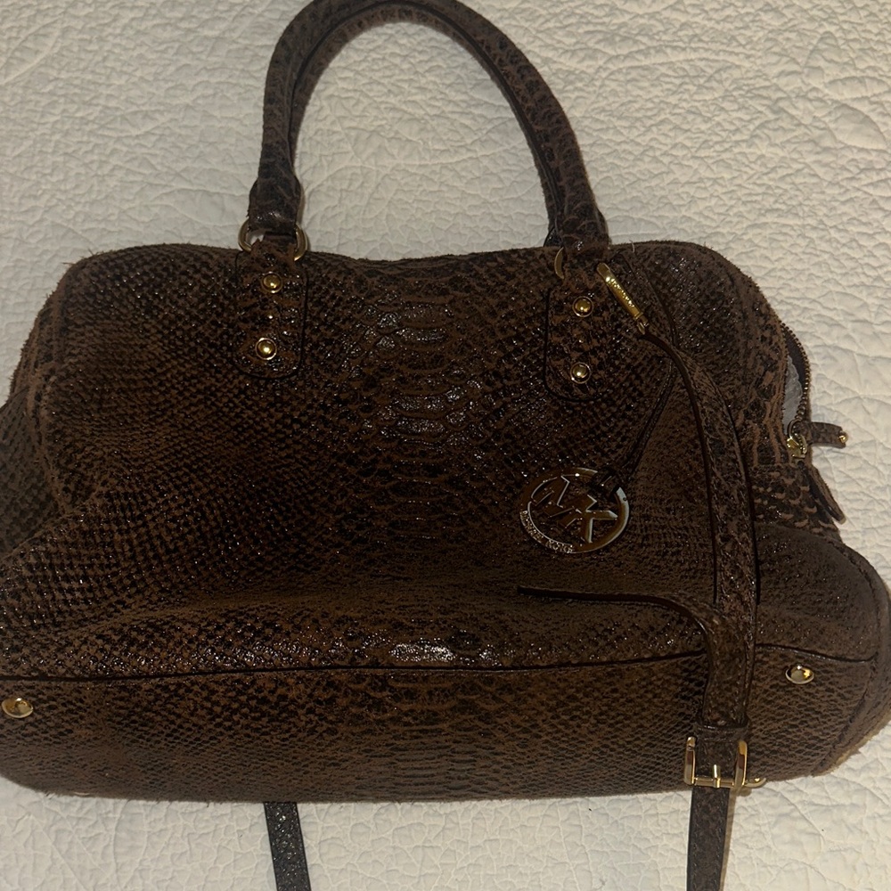 Michael Kors Brown Textured Satchel Vintage
